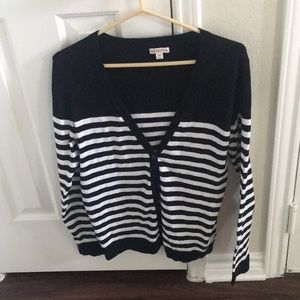 Black and white striped cardigan